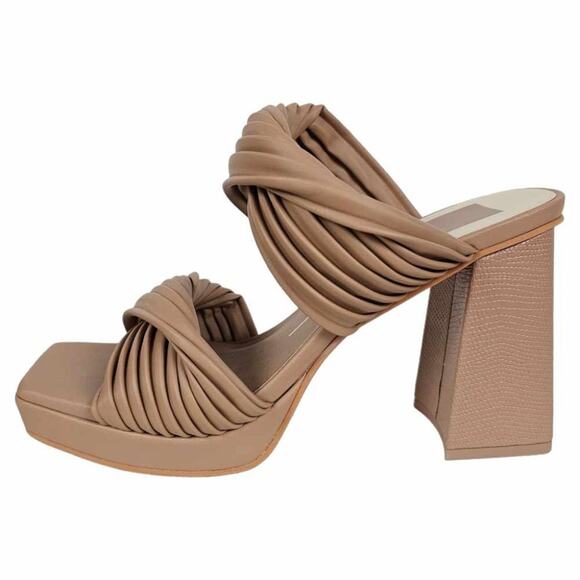 Dolce Vita Shoes - NEW Dolce Vita Chunky Block Heel Platform Slide Sandals Neutral Beige Size 7
